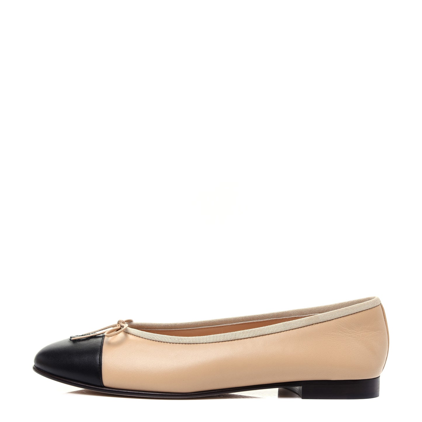 Lambskin Cap Toe CC Ballerina Flats 40 Beige Black