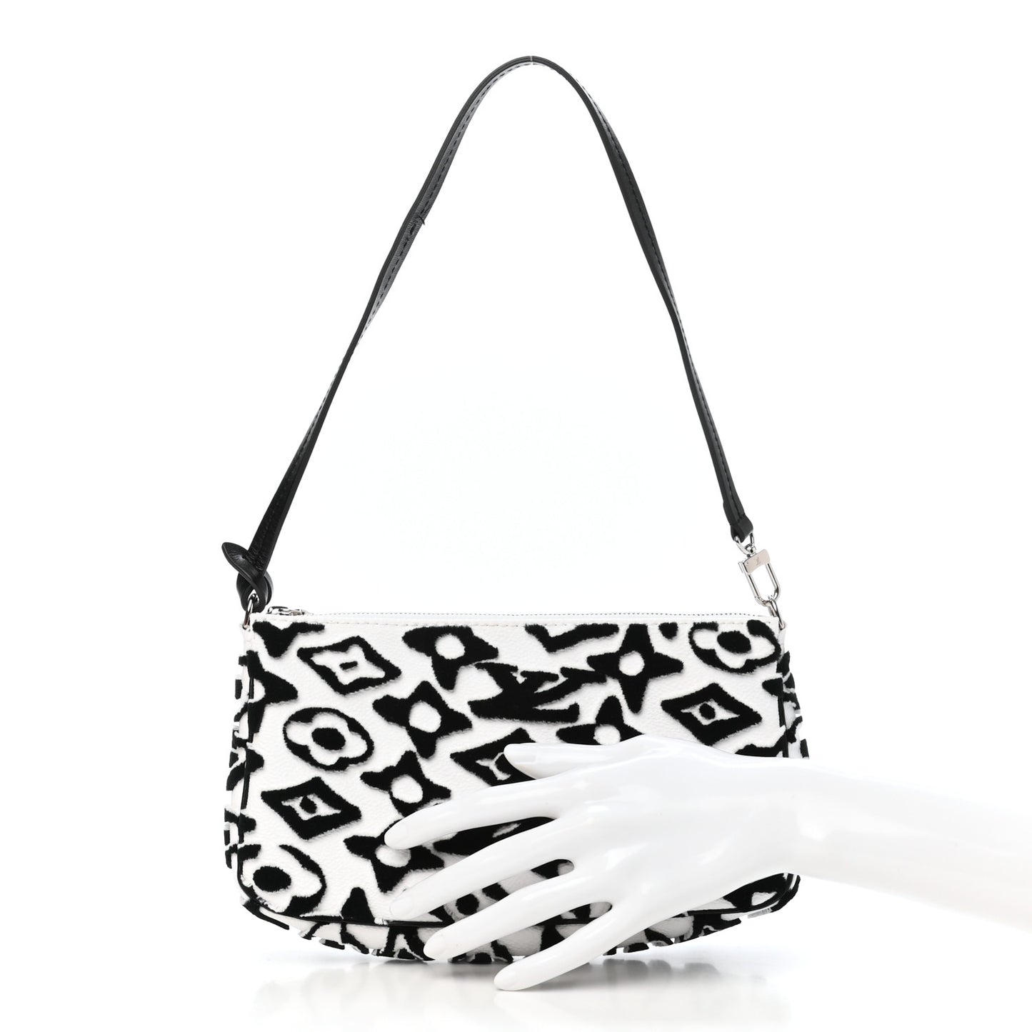 X UF Tufted Monogram Pochette Accessories White Black