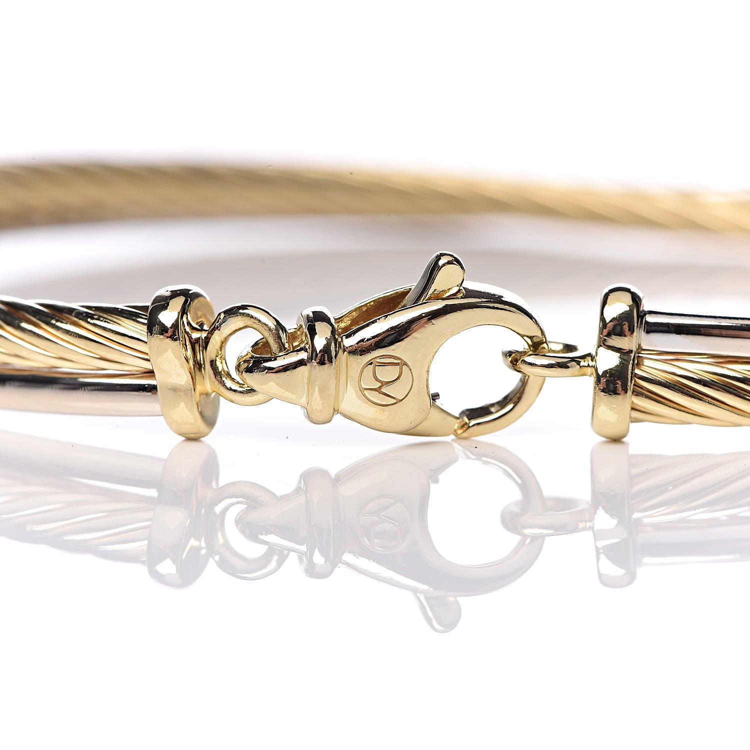 David Yurman 18K White Yellow Gold Diamond Crossover Bracelet 4 of 4