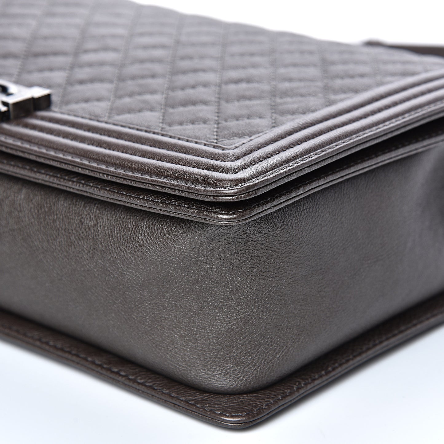 Calfskin Quilted Large Boy Flap Brown