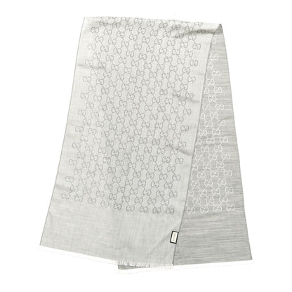 Gucci Wool Silk GG Monogram GGNat Scarf Lead 2 of 4