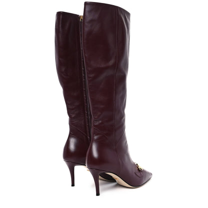 Gucci Calfskin Zumi Knee High Boots 37.5 Vintage Bordeaux 4 of 8