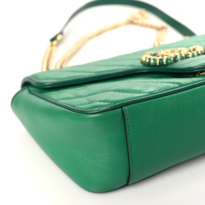 Gucci Azalea Calfskin Enamel Matelasse Diagonal Small Torchon GG Marmont Shoulder Bag New Shamarock Emerald 8 of 10