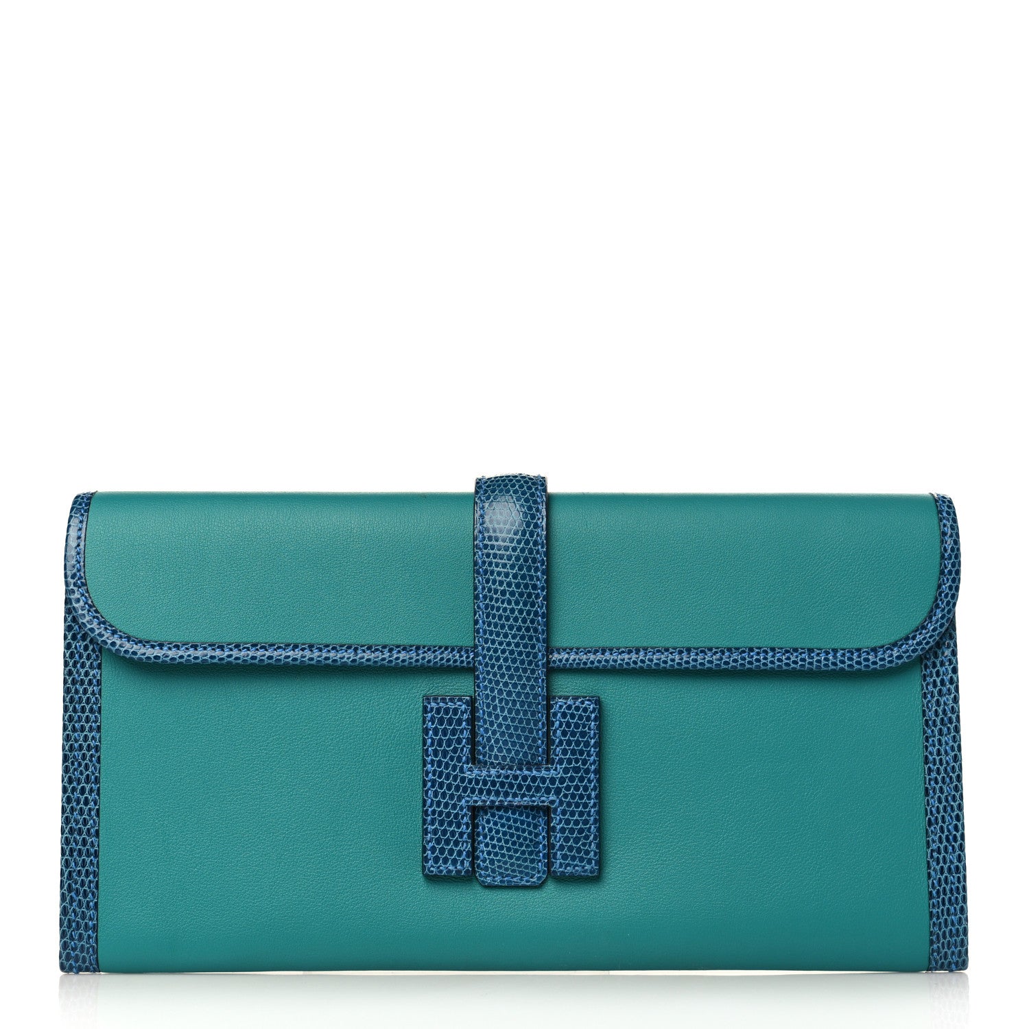 Hermes Swift Lizard Jige Elan Touch 29 Clutch Bleu Paon Mykonos 1 of 9