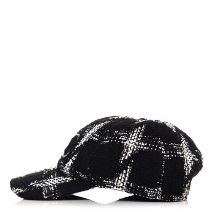 Chanel Tweed Cap Hat L Black White 3 of 7