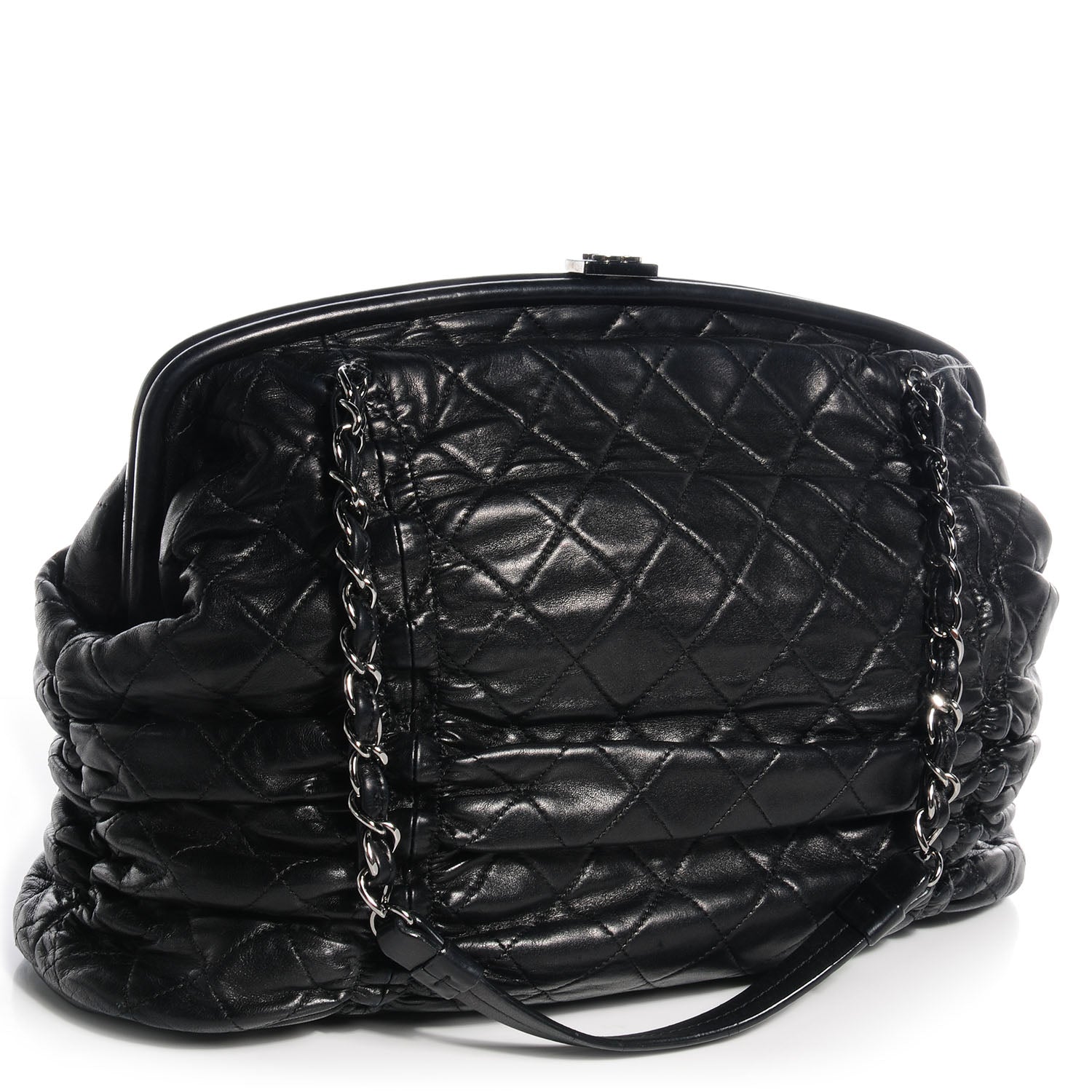 Chanel Lambskin Quilted Sharpei Frame Tote Black 3 of 7