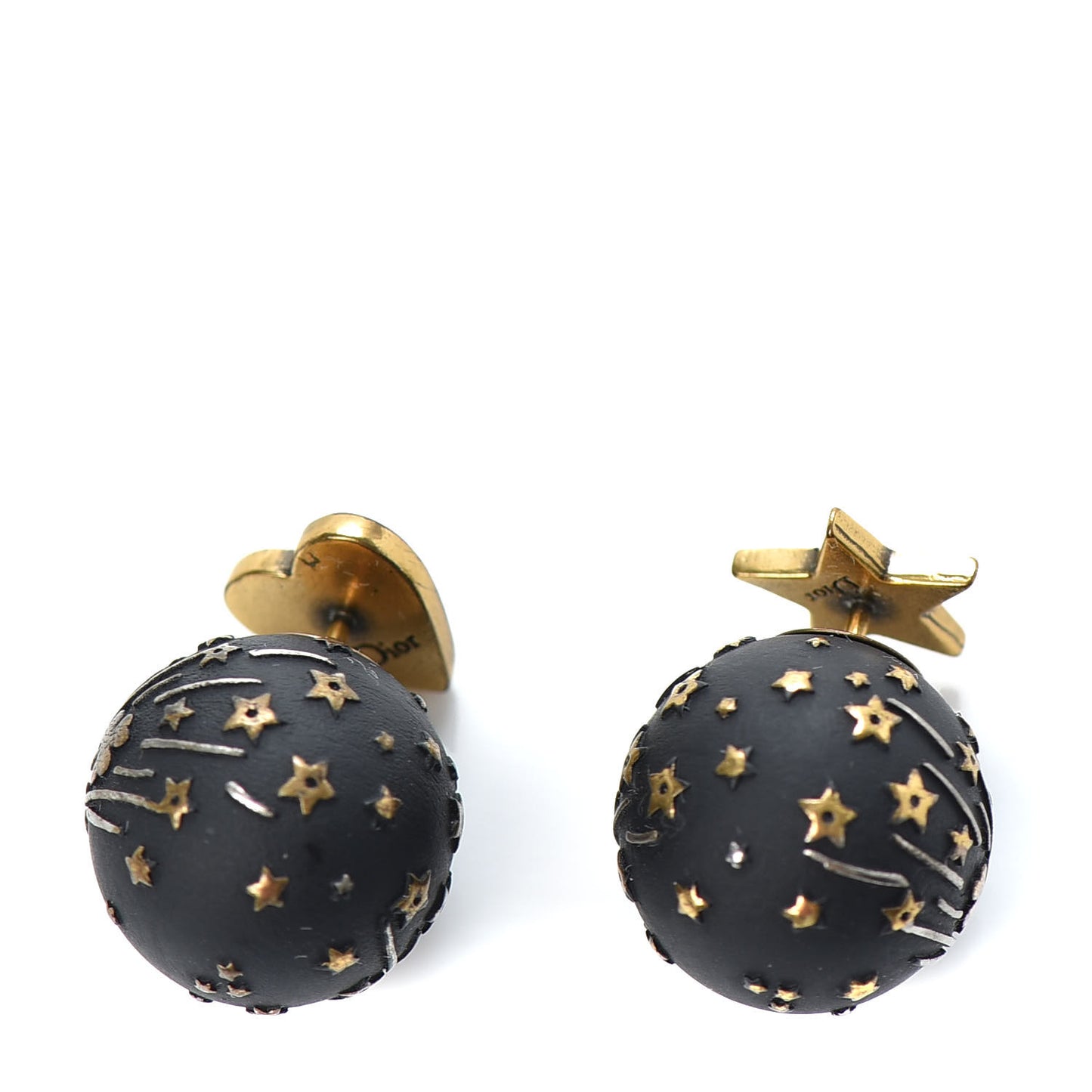Metal Star Heart Mise En Dior Tribal Earrings Black Gold