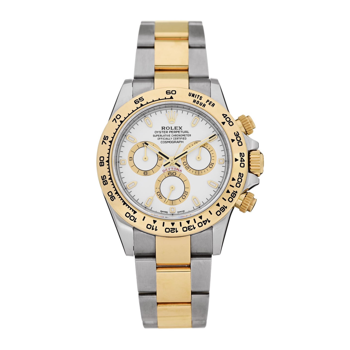 Stainless Steel 18K Yellow Gold 40mm Oyster Perpetual Cosmograph Daytona Watch White 116503