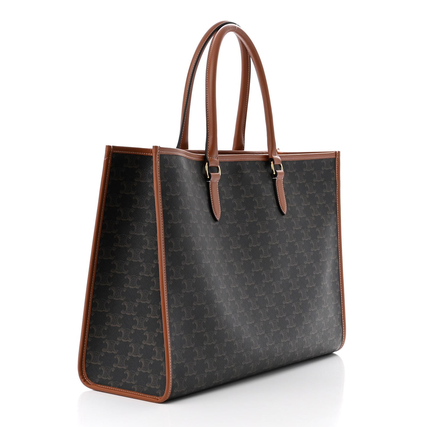 Triomphe Canvas Calfskin Horizontal Cabas Tan