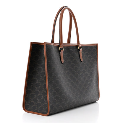 Celine Triomphe Canvas Calfskin Horizontal Cabas Tan 3 of 14