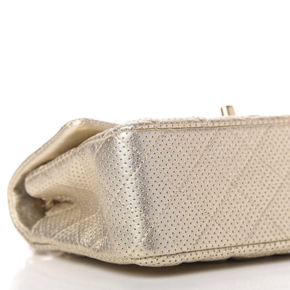 Chanel Metallic Lambskin Perforated Mini Rectangular Flap Light Gold 6 of 10