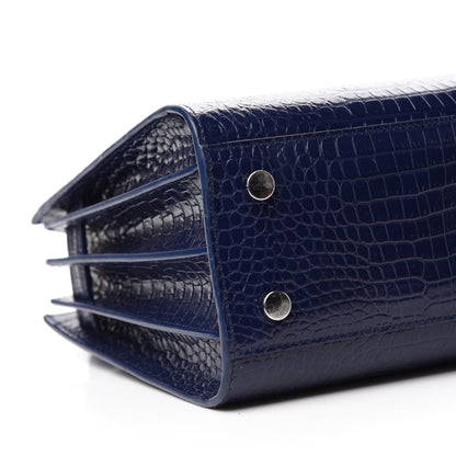 Saint Laurent Calfskin Crocodile Embossed Baby Sac De Jour Navy 7 of 15