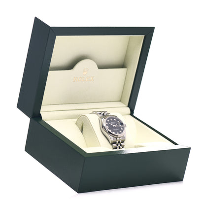 Rolex Stainless Steel 18K White Gold Diamond 31mm Oyster Perpetual Datejust Watch Black 178274 5 of 5