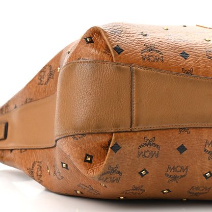 MCM Visetos Studded Medium Drawstring Shopper Cognac 8 of 21