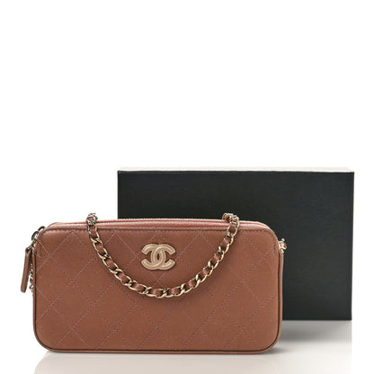 Chanel Goatskin Enamel Quilted Small Clutch With Chain Brown 10 of 10