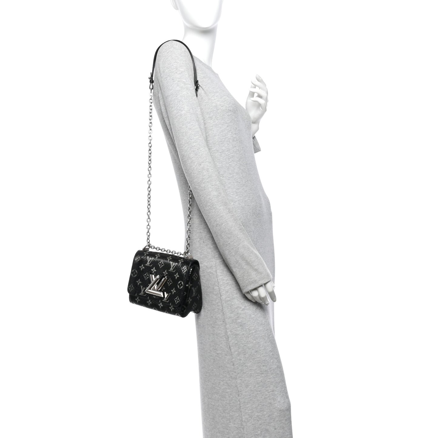 Snakeskin Monogram Twist Shoulder Bag PM Black