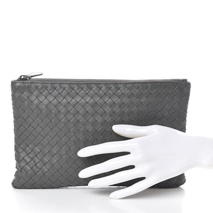 Bottega Veneta Nappa Intrecciato Flat Zip Pouch Light Grey 2 of 6