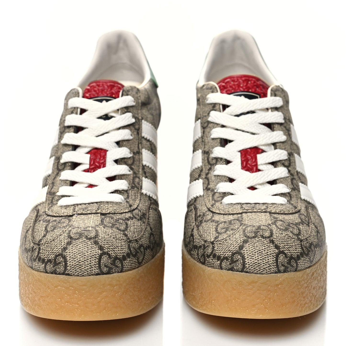 X ADIDAS GG Supreme Monogram Gazelle Wedge Sneakers 37 Beige Ebony Off White New Shamarock