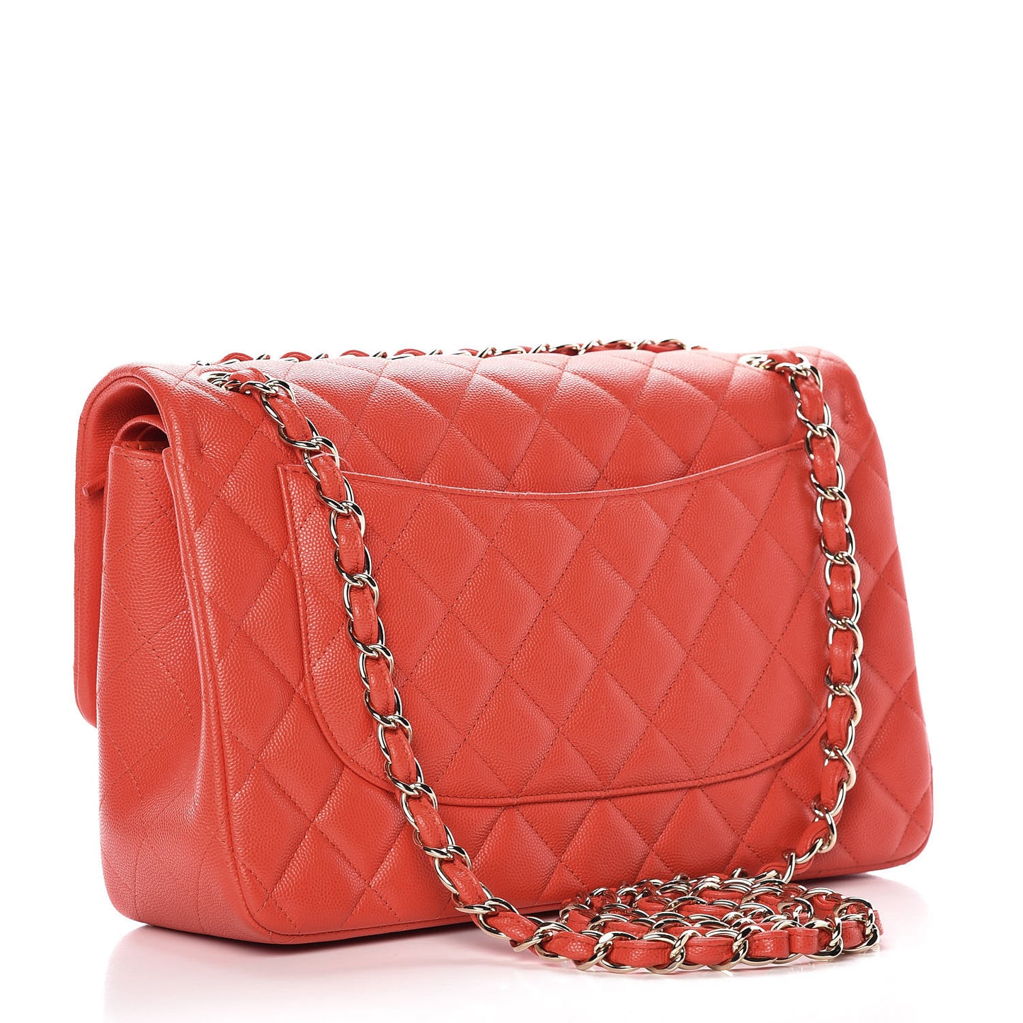 Caviar Quilted Jumbo Double Flap Red