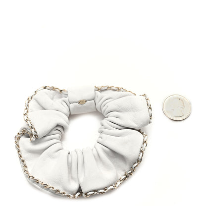 Chanel Lambskin Chain CC Hair Scrunchie White Gold 2 of 3
