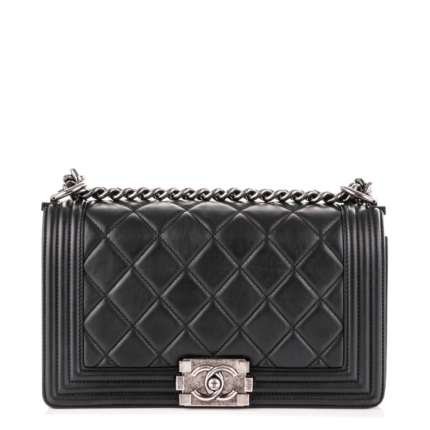 Calfskin Quilted Medium Boy Flap Black