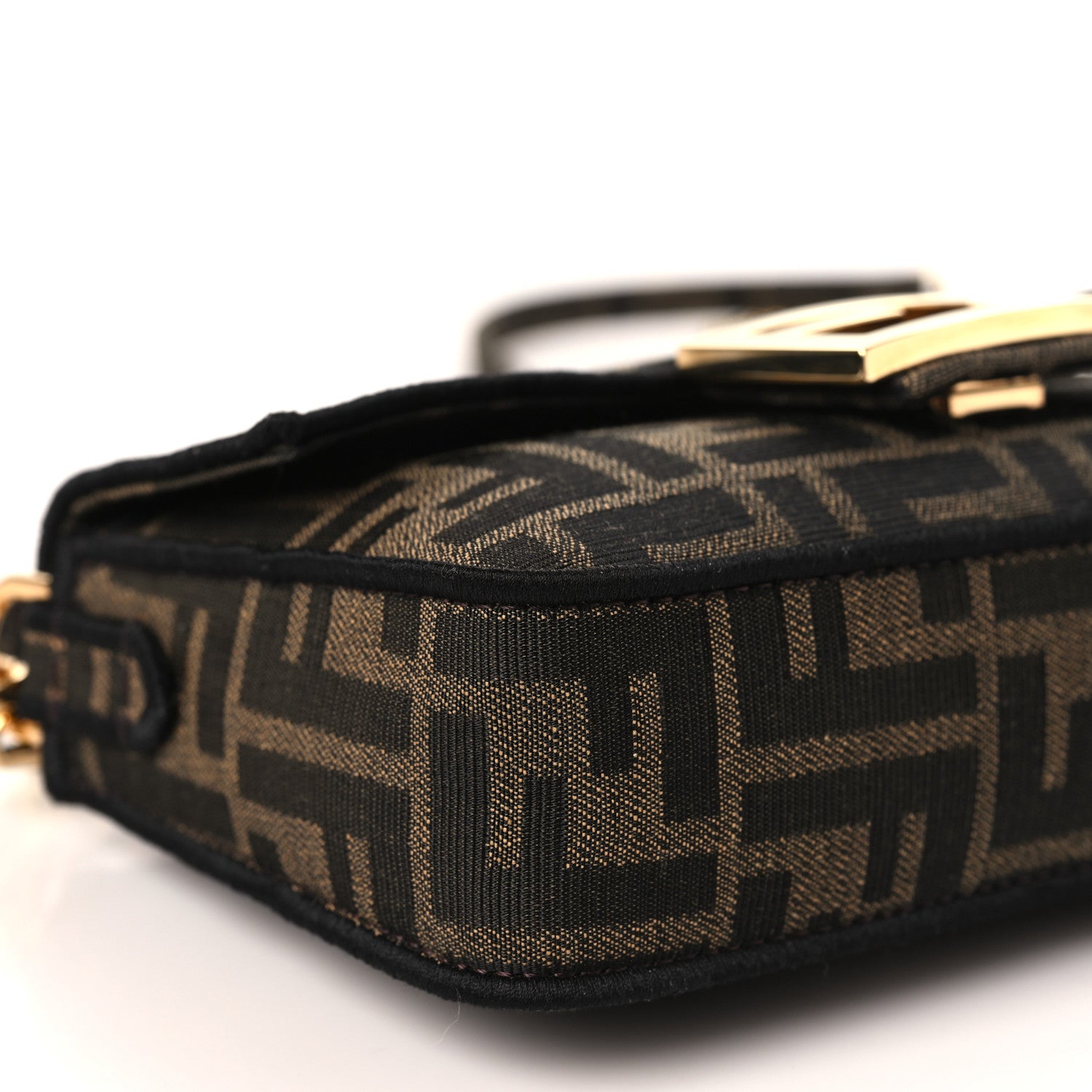 Fendi Fabric Jacquard FF 1974 Mini Baguette Tobacco Moro Black 8 of 10