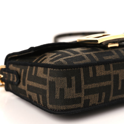 Fendi Fabric Jacquard FF 1974 Mini Baguette Tobacco Moro Black 8 of 10