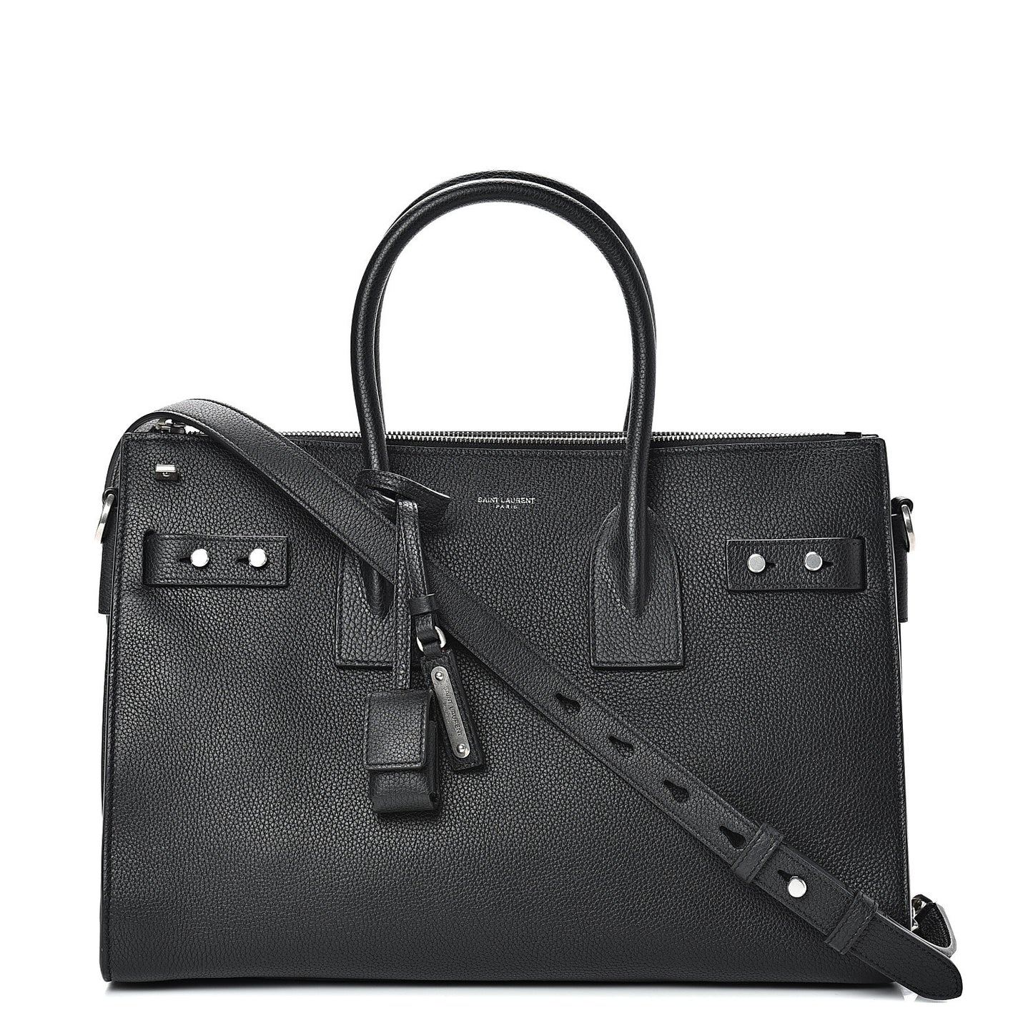 Grained Calfskin Small Supple Sac De Jour Duffle Black