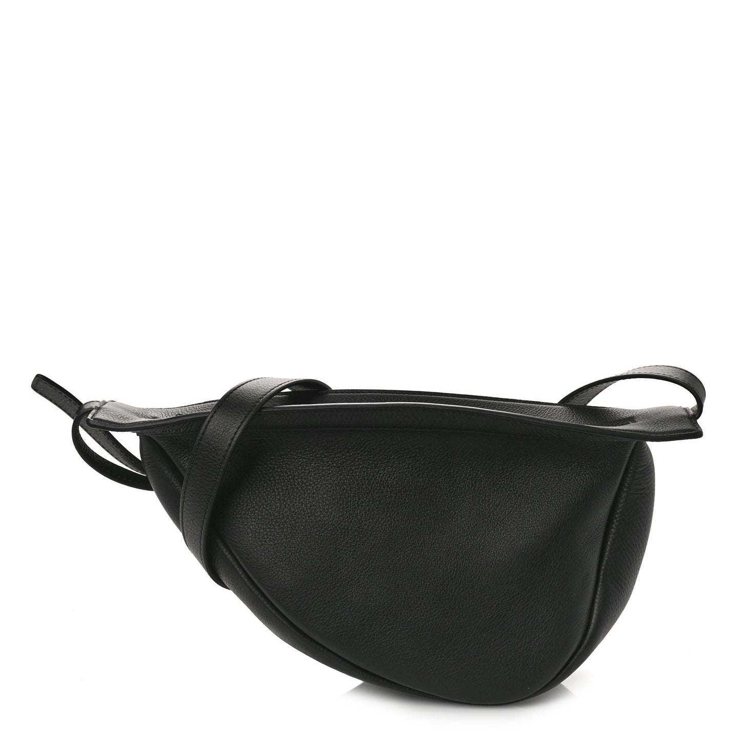 Grained Calfskin Small Slouchy Banana Bag Black