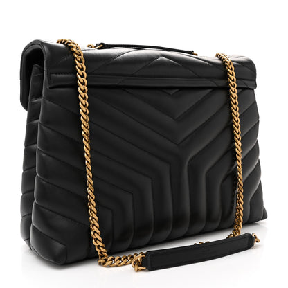 Saint Laurent Calfskin Y Quilted Monogram Medium Loulou Chain Satchel Black 3 of 10