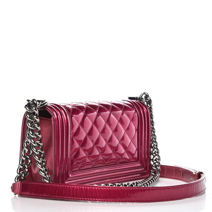 Chanel Metallic Patent Calfskin Quilted Small Boy Flap Pink 3 of 17