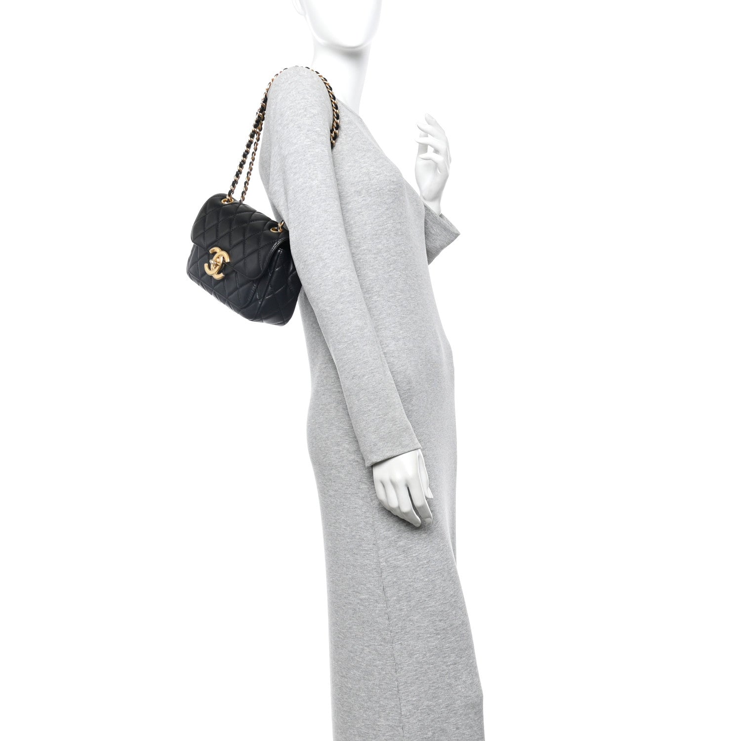 Chanel Shiny Lambskin Quilted Mini Maxi CC Flap Black 2 of 13