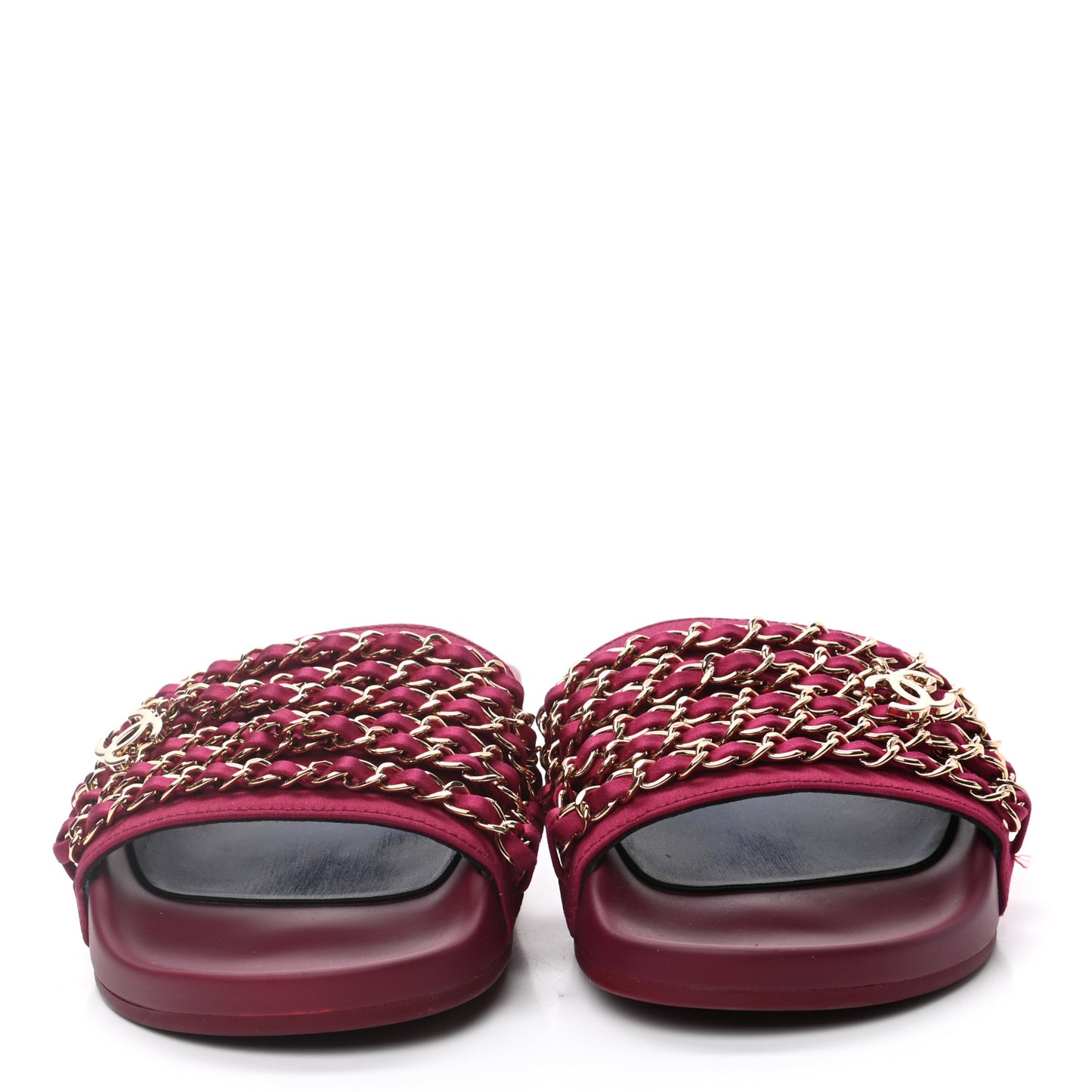 Satin Chain Flat Sandals 35 Dark Fuchsia