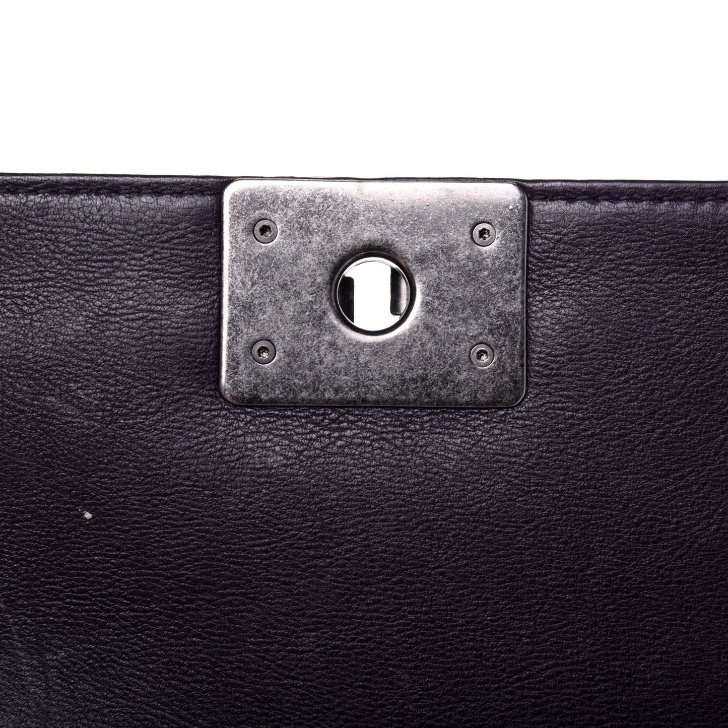 Calfskin Crystal Embossed Small Boy Flap Plum