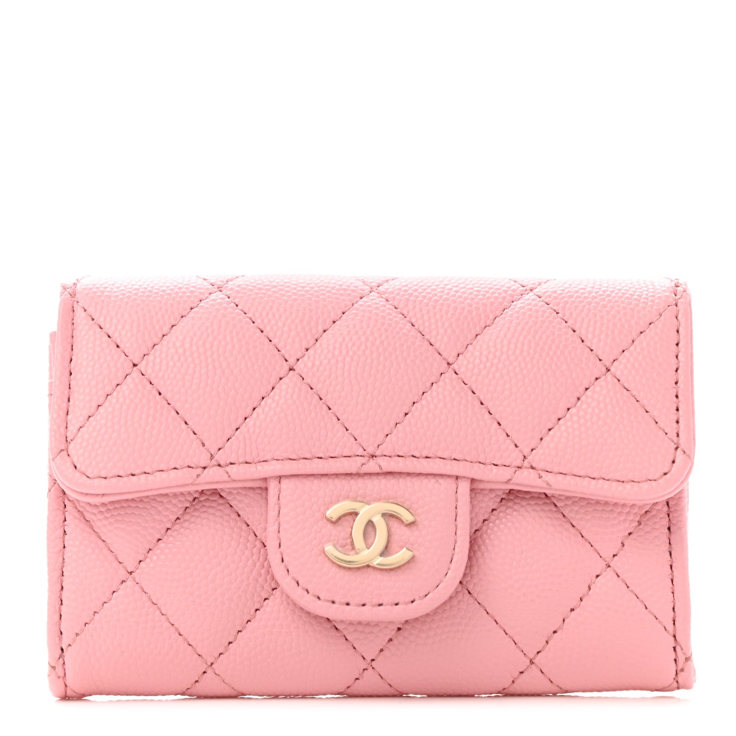 Chanel Caviar Quilted Flap Card Holder Wallet Light Pink 1 of 8