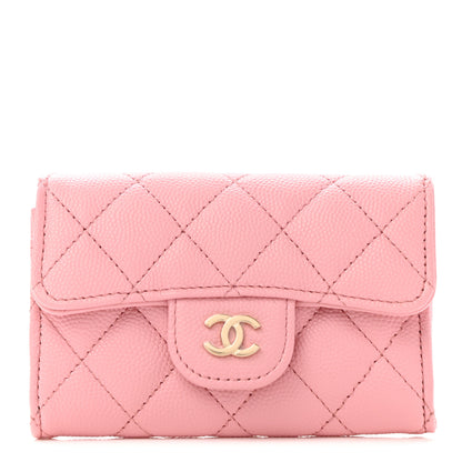 Chanel Caviar Quilted Flap Card Holder Wallet Light Pink 1 of 8