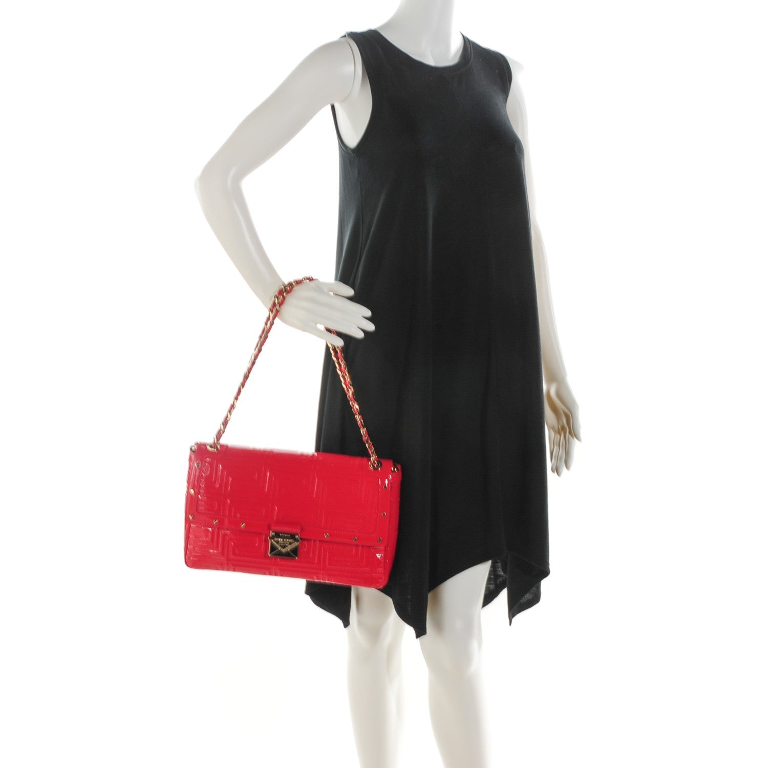 Versace Patent Borsa Couture Shoulder Bag Rosso 2 of 8