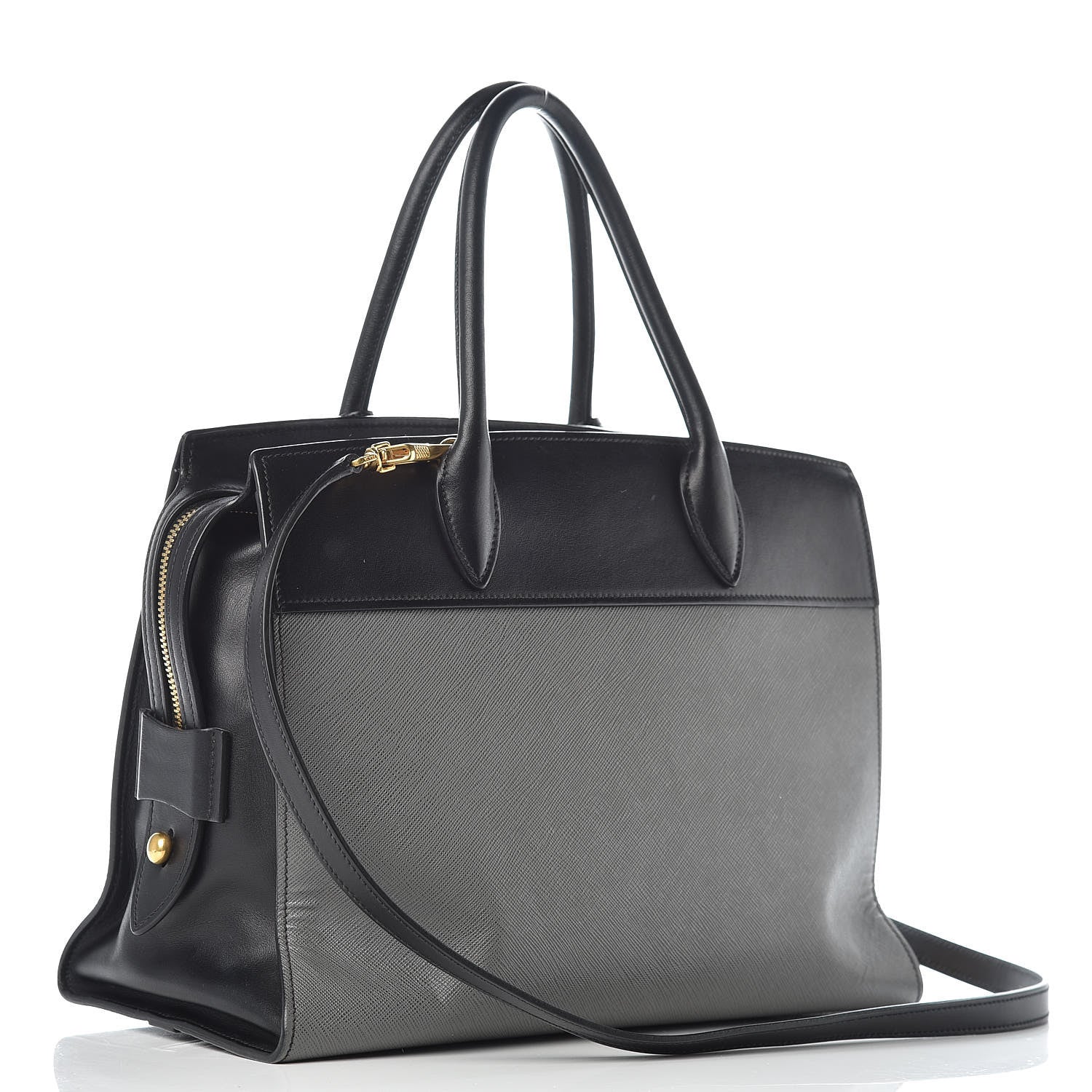 Prada Saffiano City Calf Medium Esplanade Tote Mercurio Black 3 of 14