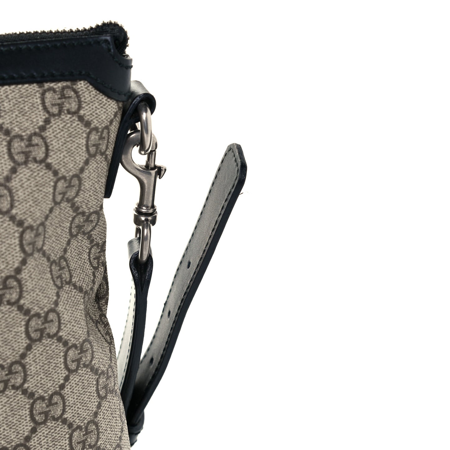GG Supreme Monogram Calfskin Web Medium Flat Messenger Bag Beige Ebony Black