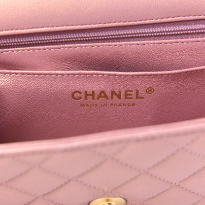 Chanel Iridescent Lambskin Quilted Mini Top Handle Rectangular Flap Pink 6 of 11