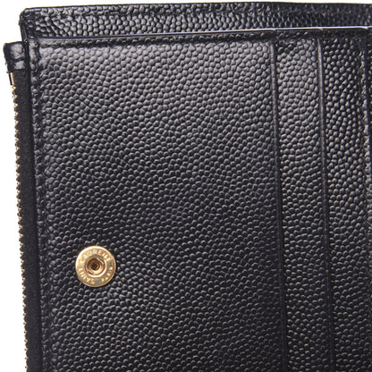 Saint Laurent Grain De Poudre Matelasse Chevron Monogram Zipped Card Case Black 6 of 9