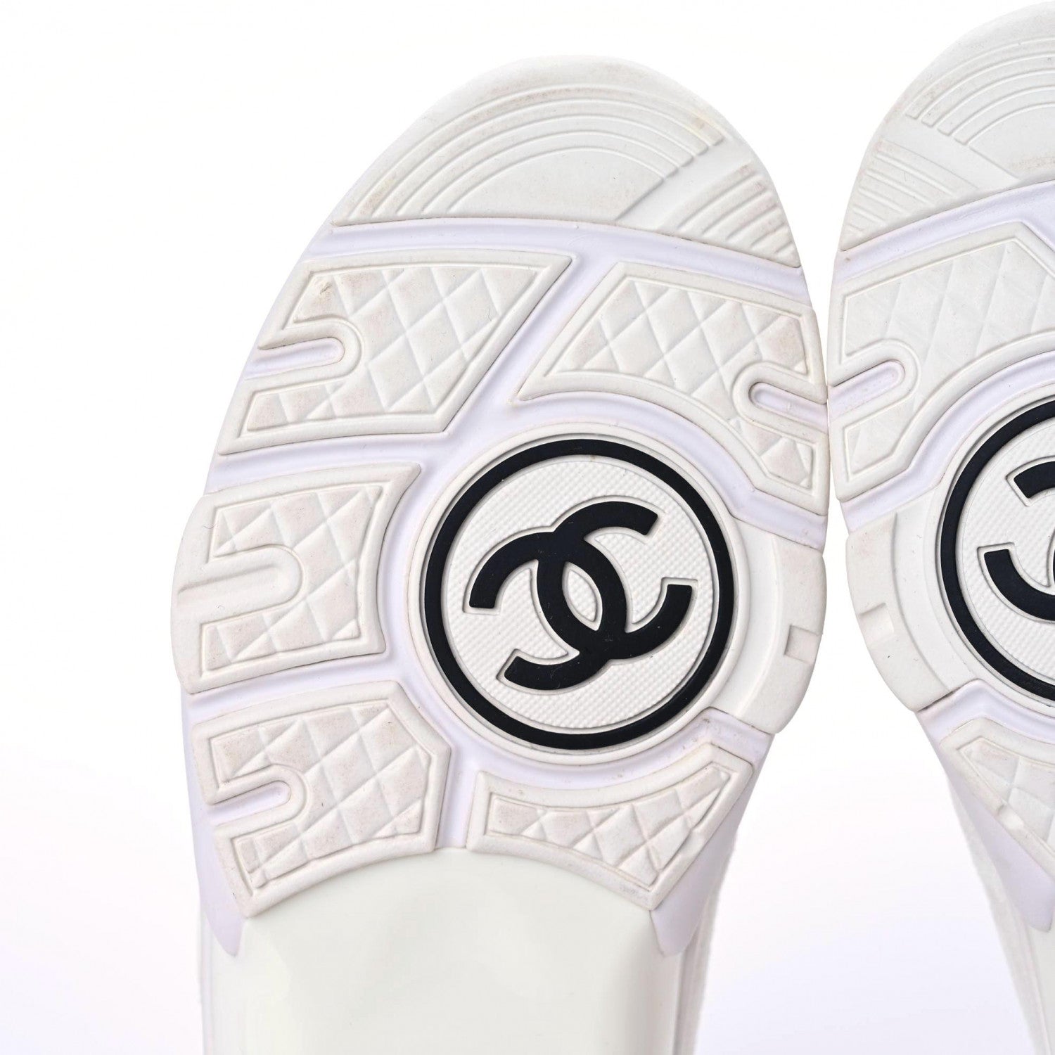 Chanel Suede Calfskin Fabric CC Sneakers 36 White 6 of 15