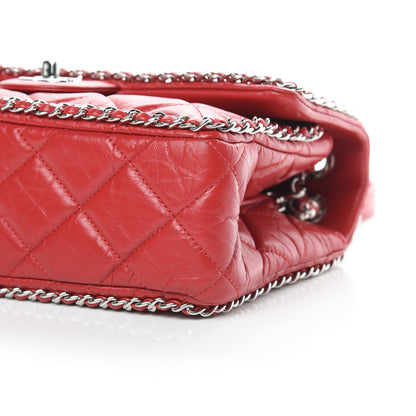Chanel Crumpled Calfskin Medium Chain All Over Flap Red 10 of 13