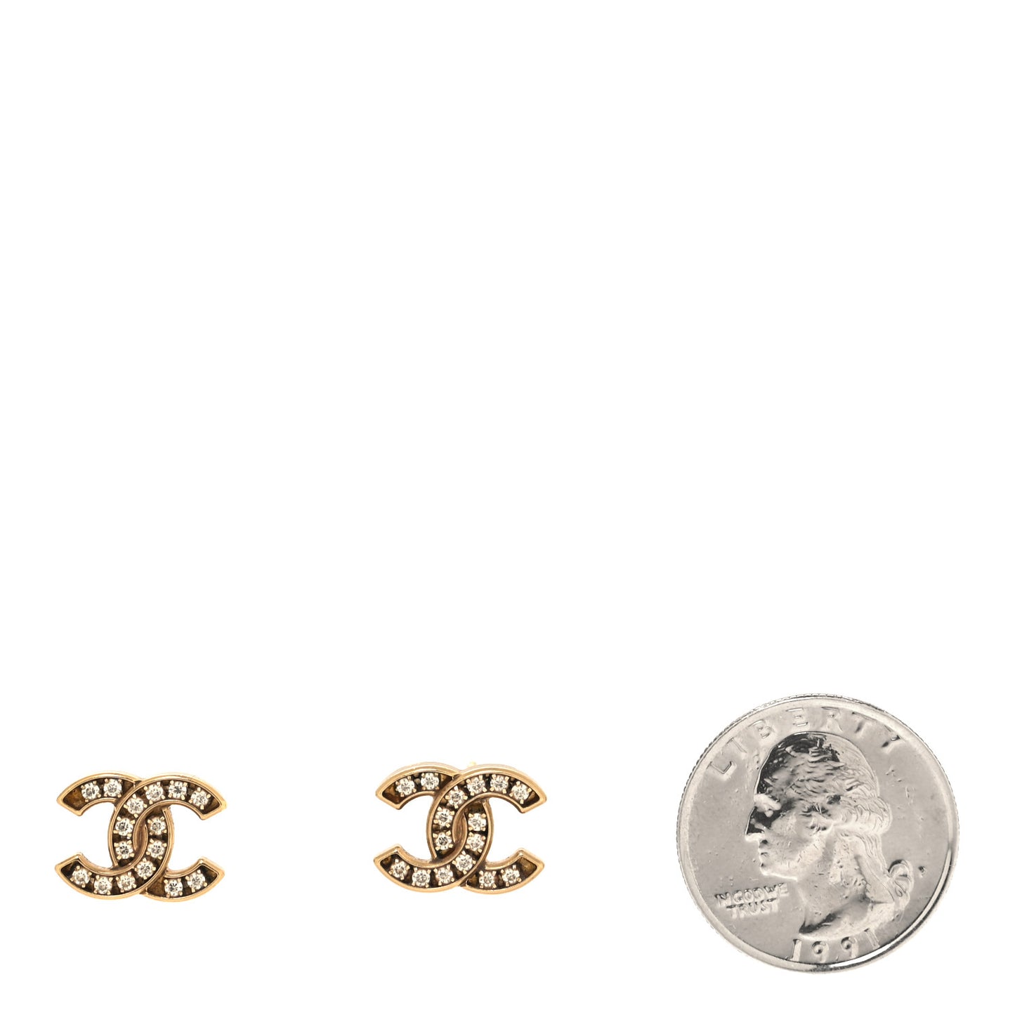 Matte Metal Crystal CC Earrings Gold
