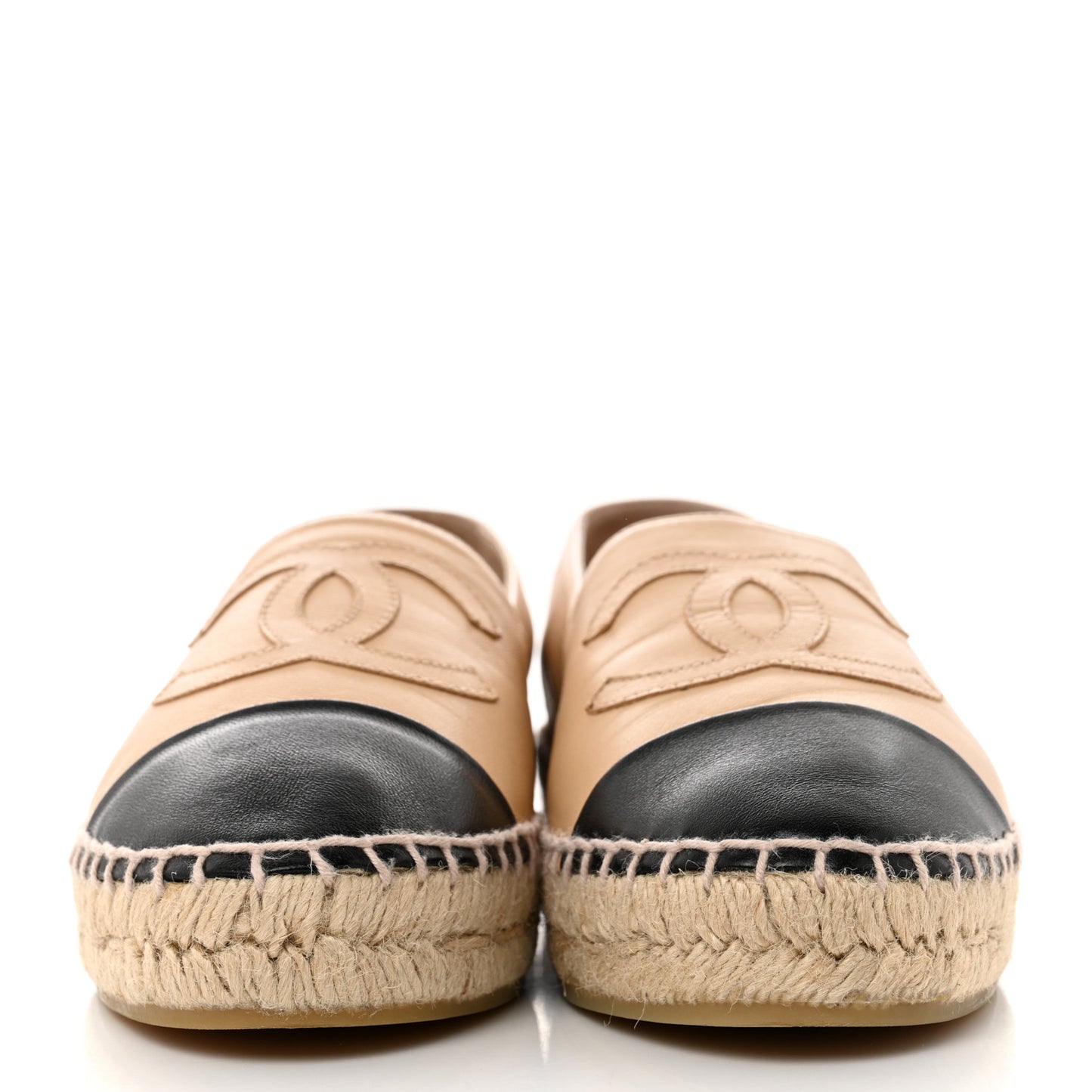 Lambskin CC Espadrilles 36 Beige Black