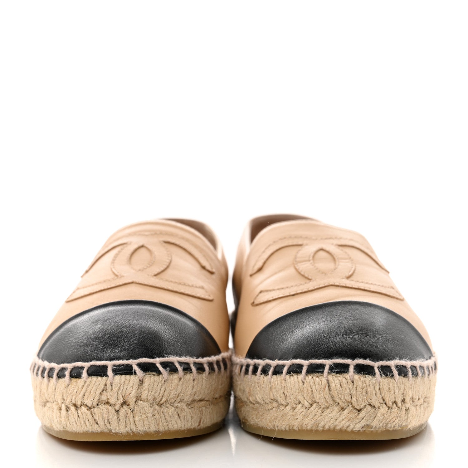 Chanel Lambskin CC Espadrilles 36 Beige Black 2 of 9