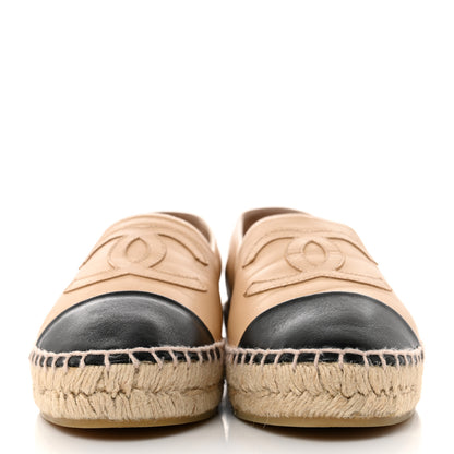 Chanel Lambskin CC Espadrilles 36 Beige Black 2 of 9