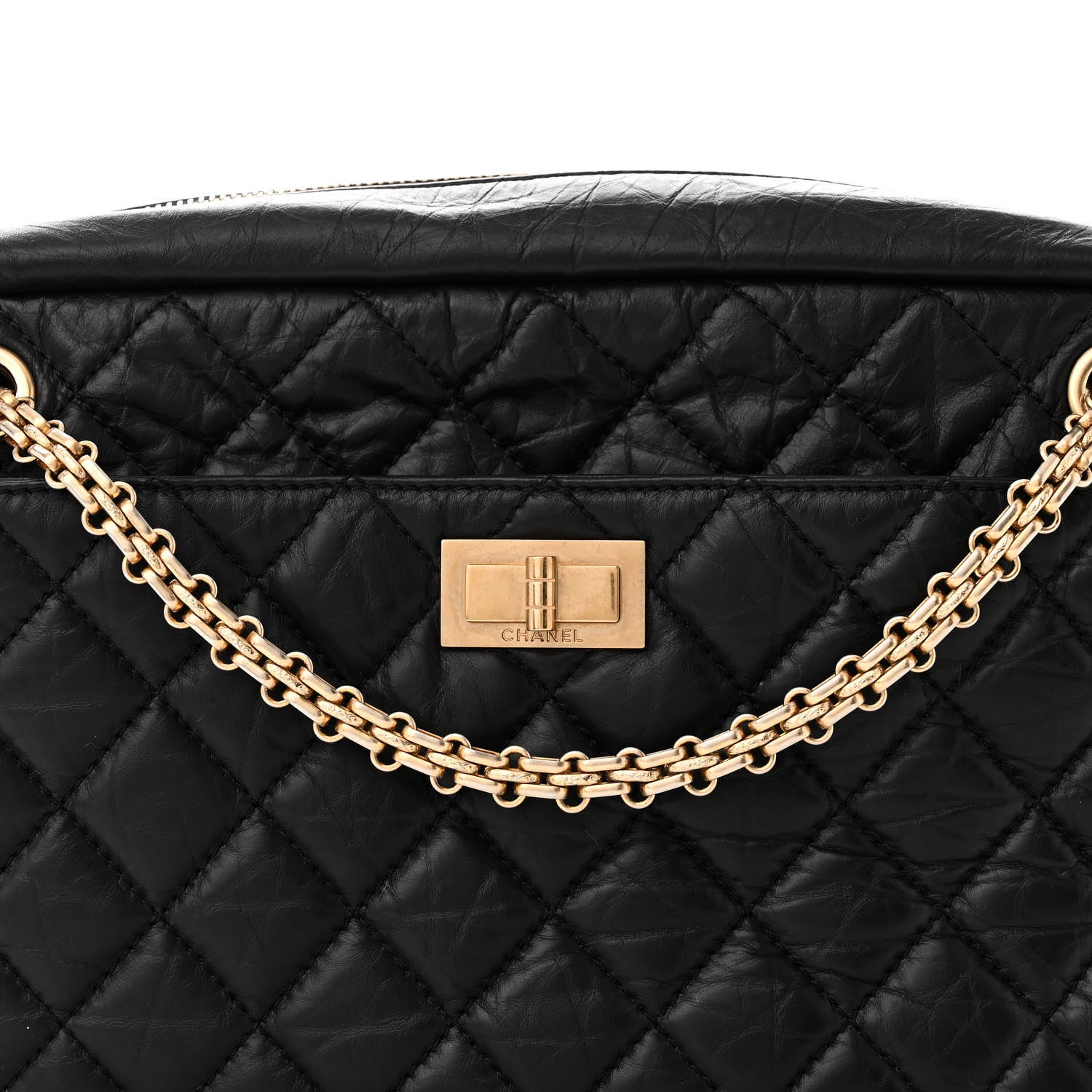 Chanel Aged Calfskin Quilted Medium Reissue Camera Case Black 8 of 10
