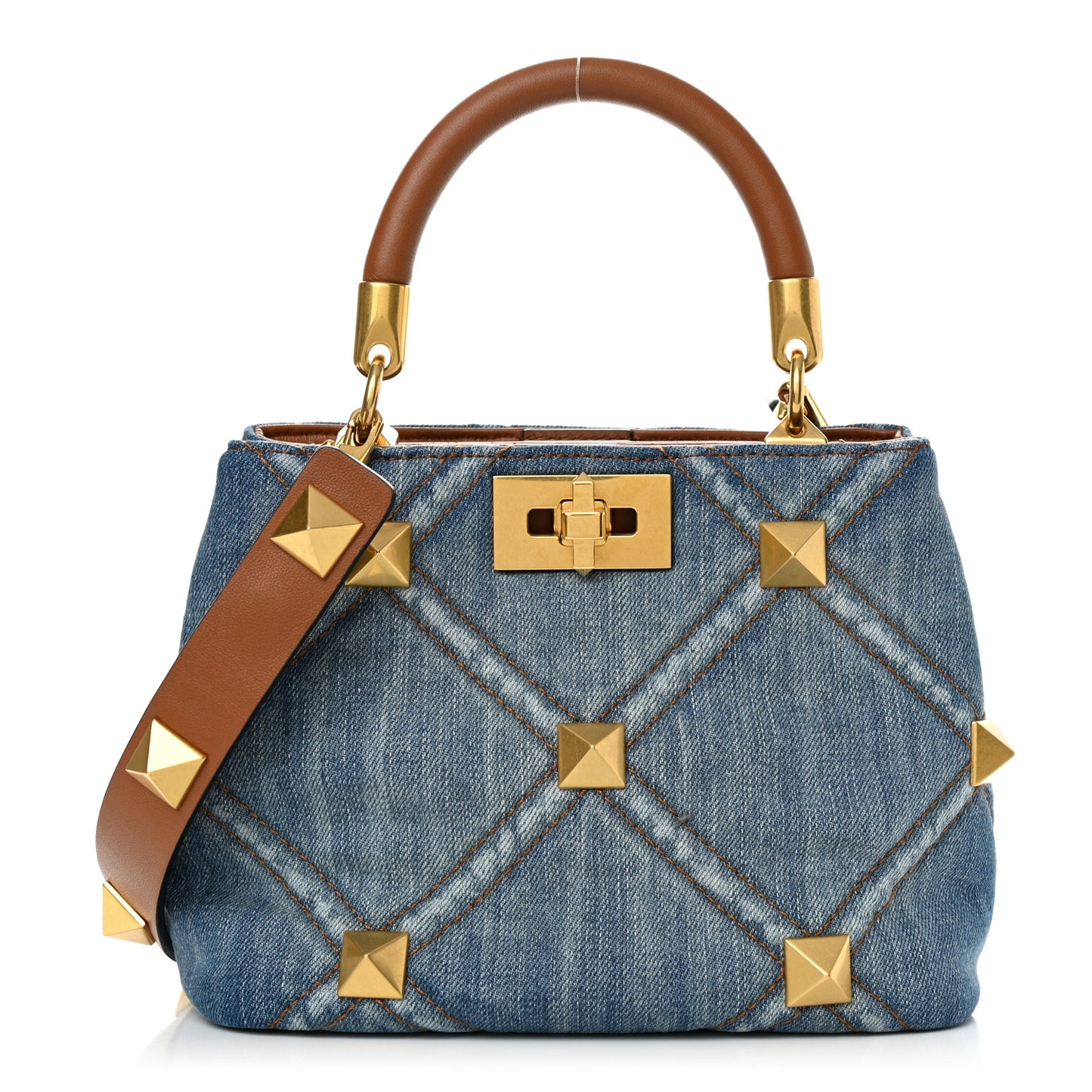 Denim Small Roman Stud The Handle Bag Light Denim Selleria