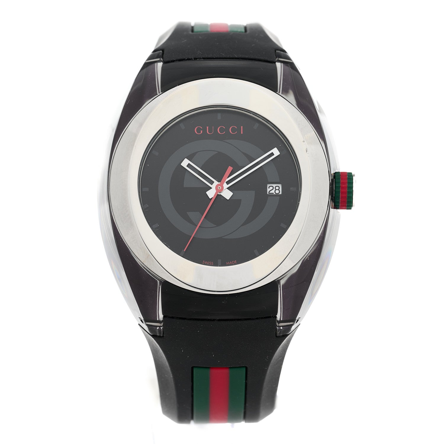 Gucci Stainless Steel Rubber 46mm Sync Web Quartz Watch Black 1 of 4